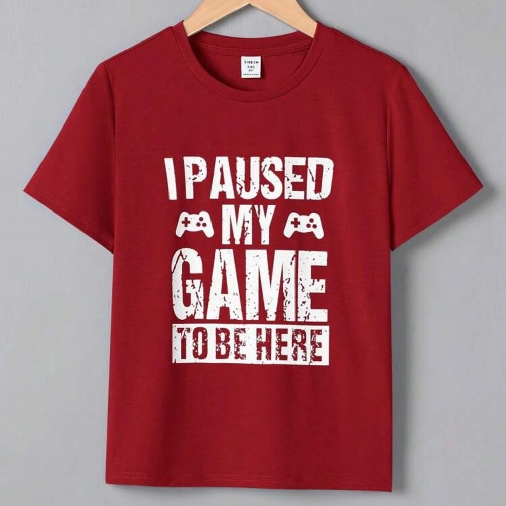 NIB- SHEIN Tween Boy Slogan Printed T-Shirt, Simple And Comfortable Casual Style